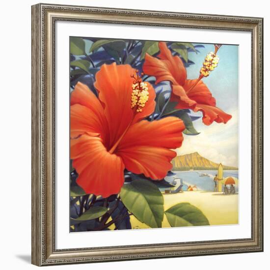 Hibiscus Beach Day-Kerne Erickson-Framed Art Print