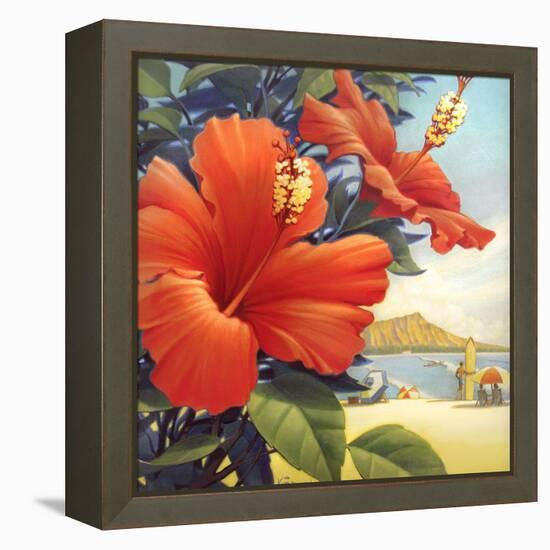 Hibiscus Beach Day-Kerne Erickson-Framed Stretched Canvas