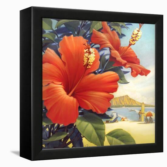 Hibiscus Beach Day-Kerne Erickson-Framed Stretched Canvas