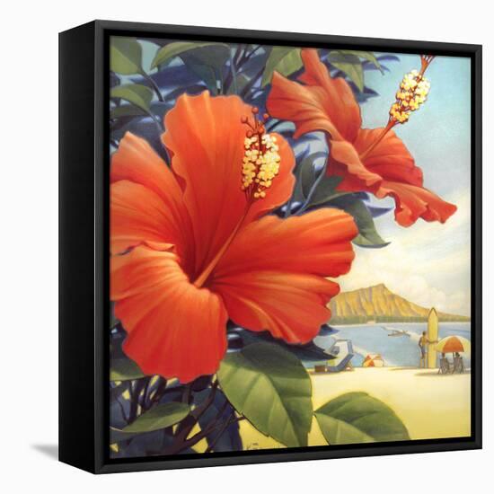 Hibiscus Beach Day-Kerne Erickson-Framed Stretched Canvas