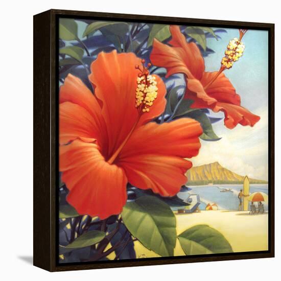 Hibiscus Beach Day-Kerne Erickson-Framed Stretched Canvas