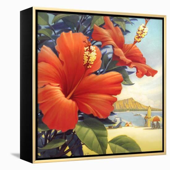 Hibiscus Beach Day-Kerne Erickson-Framed Stretched Canvas