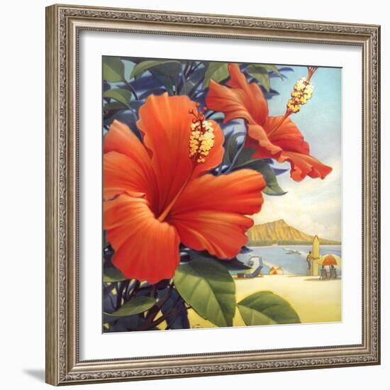 Hibiscus Beach Day-Kerne Erickson-Framed Art Print