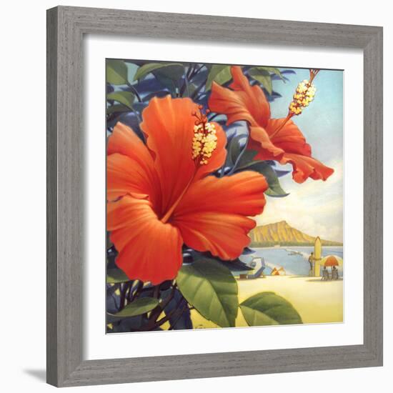 Hibiscus Beach Day-Kerne Erickson-Framed Art Print