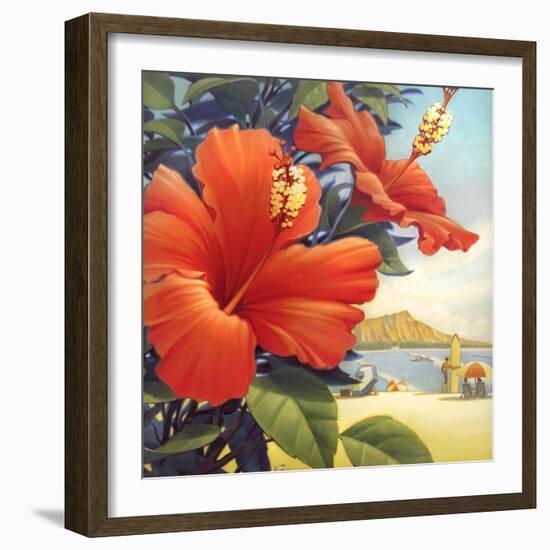 Hibiscus Beach Day-Kerne Erickson-Framed Art Print