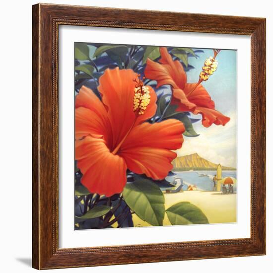 Hibiscus Beach Day-Kerne Erickson-Framed Art Print