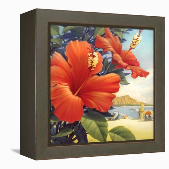 Hibiscus Beach Day-Kerne Erickson-Framed Stretched Canvas