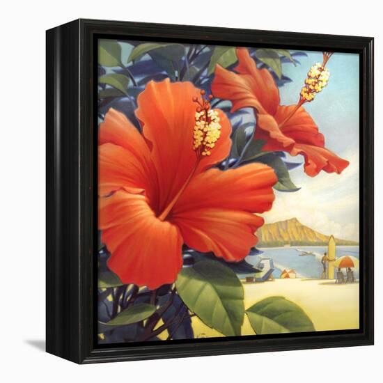 Hibiscus Beach Day-Kerne Erickson-Framed Stretched Canvas