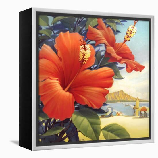 Hibiscus Beach Day-Kerne Erickson-Framed Stretched Canvas