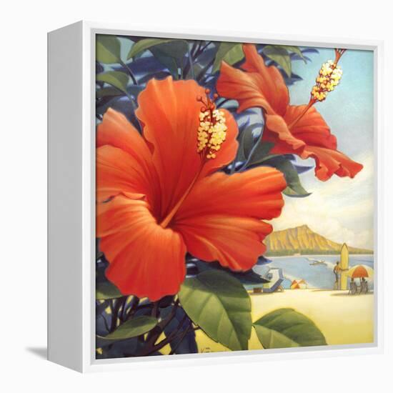 Hibiscus Beach Day-Kerne Erickson-Framed Stretched Canvas