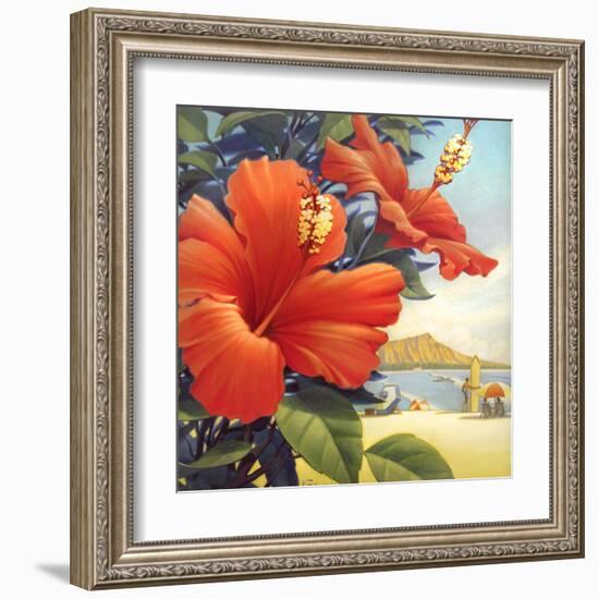 Hibiscus Beach Day-Kerne Erickson-Framed Art Print