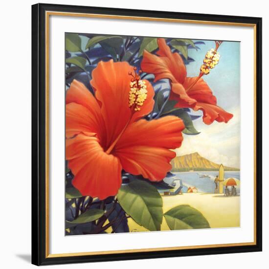 Hibiscus Beach Day-Kerne Erickson-Framed Giclee Print