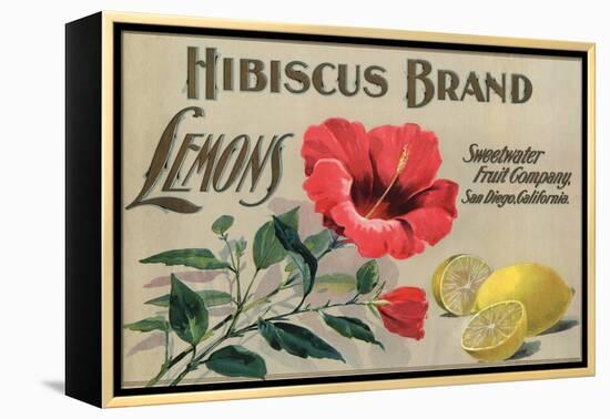 Hibiscus Brand - San Diego, California - Citrus Crate Label-Lantern Press-Framed Stretched Canvas