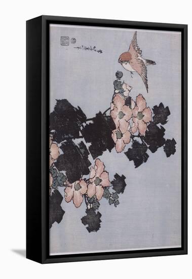 Hibiscus et moineau-Katsushika Hokusai-Framed Premier Image Canvas