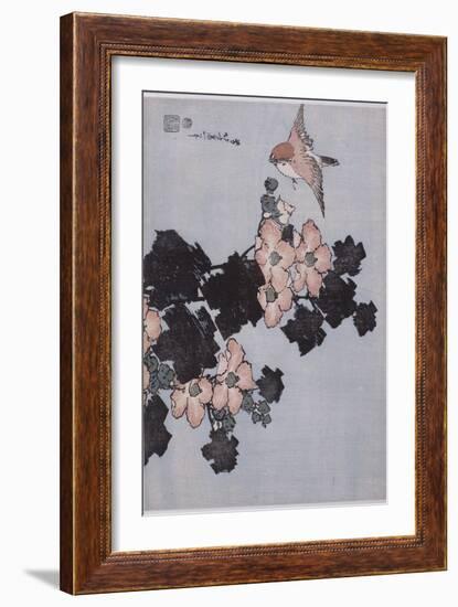 Hibiscus et moineau-Katsushika Hokusai-Framed Giclee Print