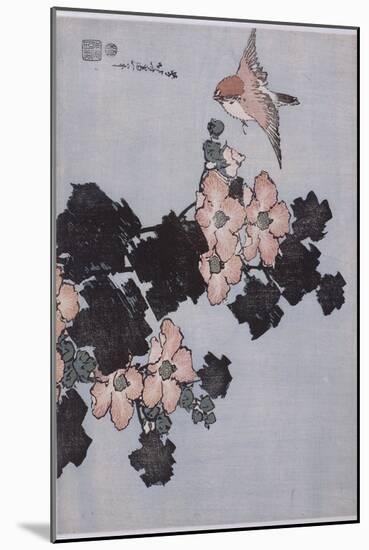 Hibiscus et moineau-Katsushika Hokusai-Mounted Giclee Print