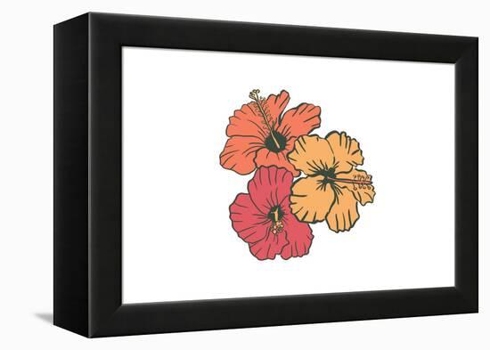 Hibiscus Flowers - Icon-Lantern Press-Framed Stretched Canvas