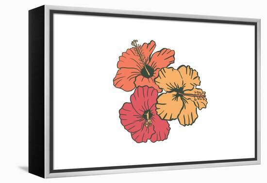 Hibiscus Flowers - Icon-Lantern Press-Framed Stretched Canvas