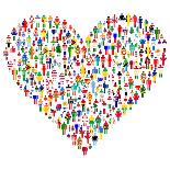 Love Concept; Heart Made of People. People are Made of All Flags from the World.-hibrida13-Art Print