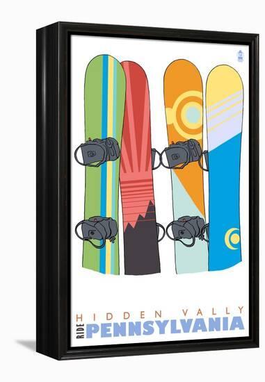 Hidden Valley, Pennsylvania, Snowboards in the Snow-Lantern Press-Framed Stretched Canvas