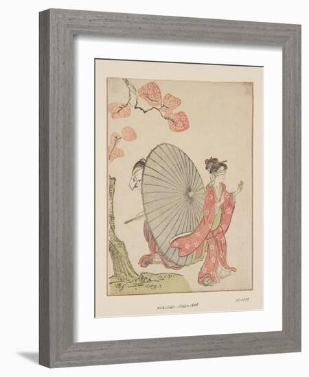 Hide and Seek (Colour Woodblock Print)-Katsushika Hokusai-Framed Giclee Print