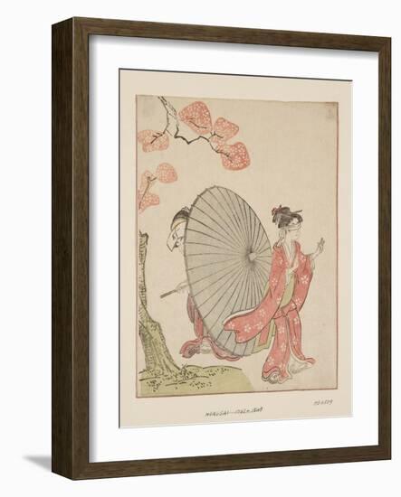 Hide and Seek (Colour Woodblock Print)-Katsushika Hokusai-Framed Giclee Print