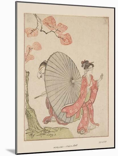 Hide and Seek (Colour Woodblock Print)-Katsushika Hokusai-Mounted Giclee Print