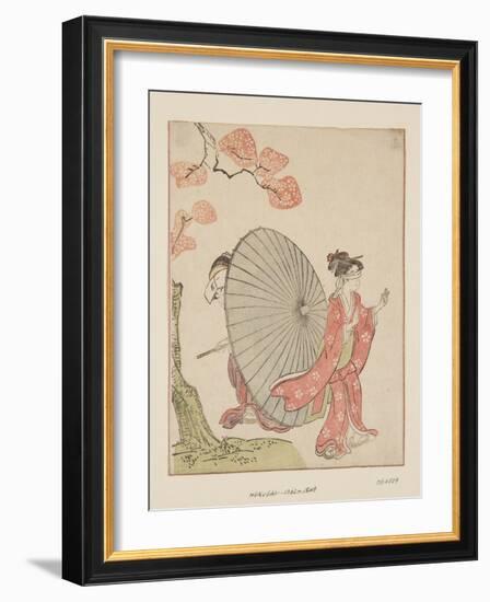 Hide and Seek (Colour Woodblock Print)-Katsushika Hokusai-Framed Giclee Print