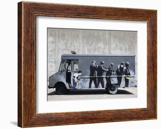 Hide-Banksy-Framed Art Print