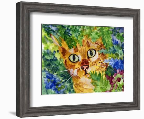 Hiding Tabby Cat-sylvia pimental-Framed Art Print