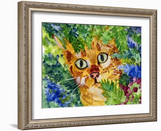 Hiding Tabby Cat-sylvia pimental-Framed Art Print