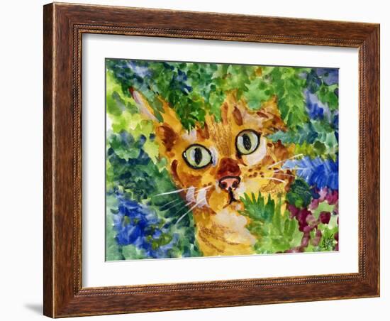 Hiding Tabby Cat-sylvia pimental-Framed Art Print