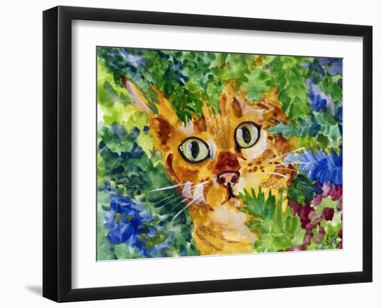 Hiding Tabby Cat-sylvia pimental-Framed Art Print