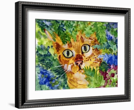 Hiding Tabby Cat-sylvia pimental-Framed Art Print