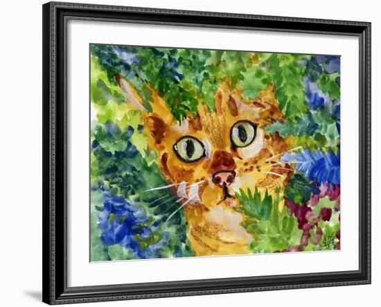 Hiding Tabby Cat-sylvia pimental-Framed Art Print