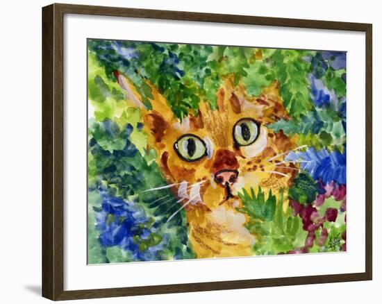 Hiding Tabby Cat-sylvia pimental-Framed Art Print