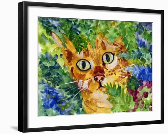 Hiding Tabby Cat-sylvia pimental-Framed Art Print