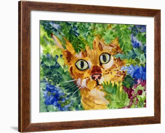 Hiding Tabby Cat-sylvia pimental-Framed Art Print