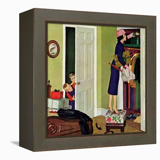"Hiding the Presents", December 7, 1957-Richard Sargent-Framed Premier Image Canvas