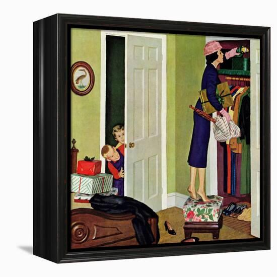 "Hiding the Presents", December 7, 1957-Richard Sargent-Framed Premier Image Canvas