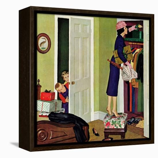 "Hiding the Presents", December 7, 1957-Richard Sargent-Framed Premier Image Canvas