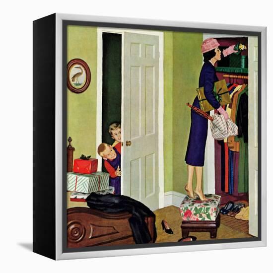 "Hiding the Presents", December 7, 1957-Richard Sargent-Framed Premier Image Canvas