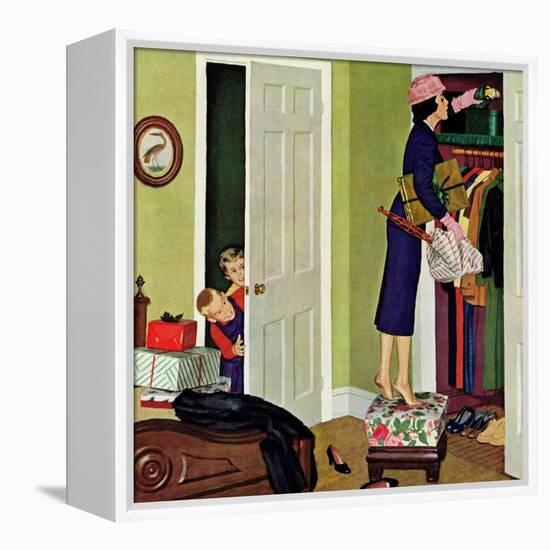 "Hiding the Presents", December 7, 1957-Richard Sargent-Framed Premier Image Canvas