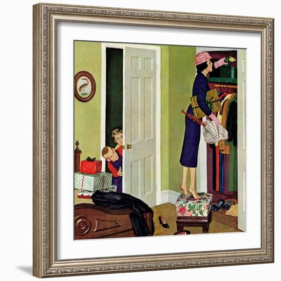 "Hiding the Presents", December 7, 1957-Richard Sargent-Framed Giclee Print