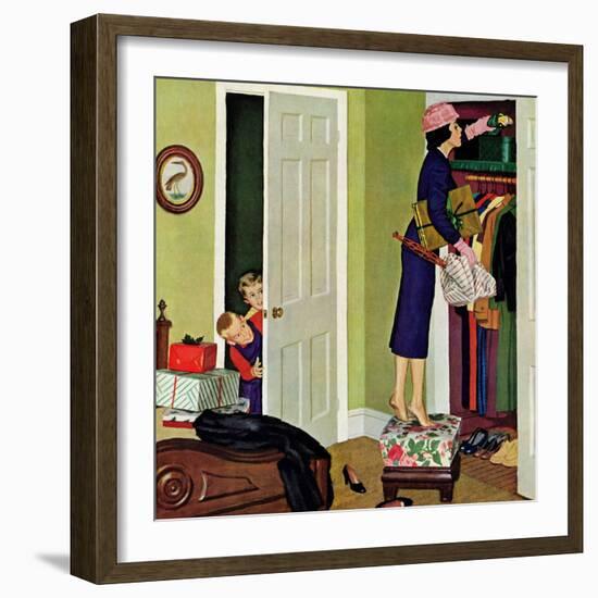 "Hiding the Presents", December 7, 1957-Richard Sargent-Framed Giclee Print