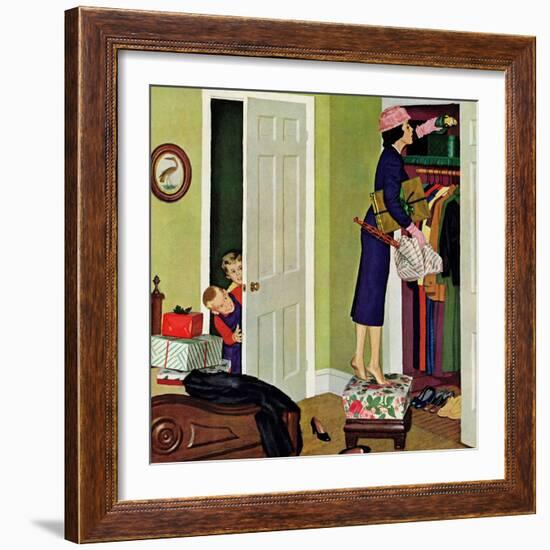 "Hiding the Presents", December 7, 1957-Richard Sargent-Framed Giclee Print