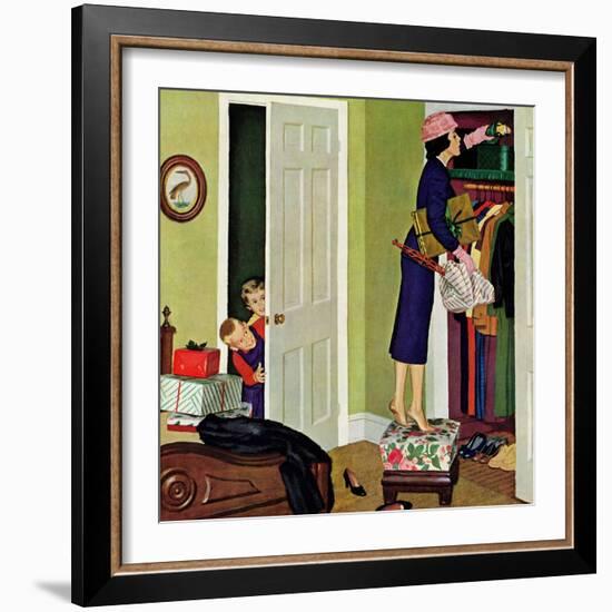 "Hiding the Presents", December 7, 1957-Richard Sargent-Framed Giclee Print