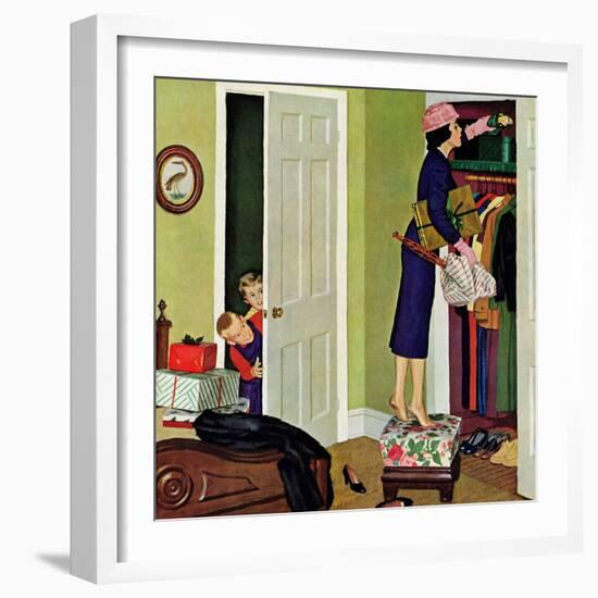 "Hiding the Presents", December 7, 1957-Richard Sargent-Framed Giclee Print