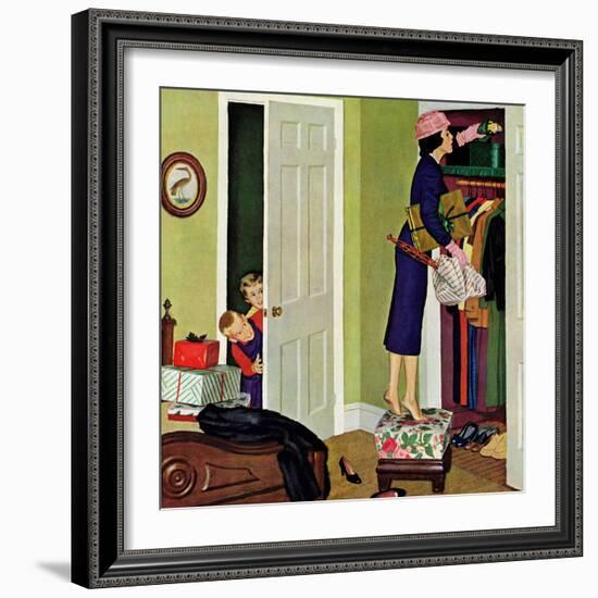 "Hiding the Presents", December 7, 1957-Richard Sargent-Framed Giclee Print