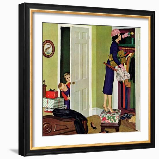 "Hiding the Presents", December 7, 1957-Richard Sargent-Framed Giclee Print